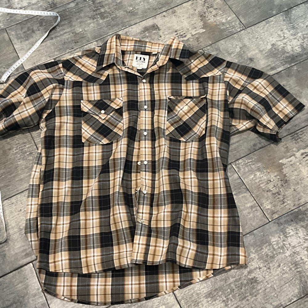 Ely Cattleman Black and Tan Plaid Shirt